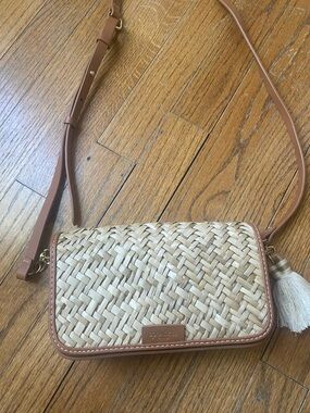SPARTINA 449, Woven Straw Crossbody Bag with Leather Trim